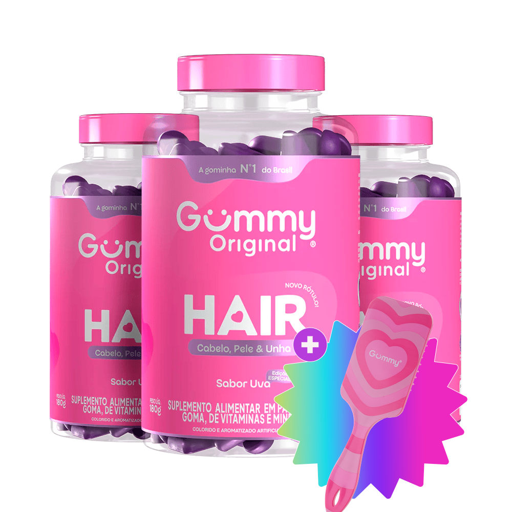 3 Gummy® Hair 180g + Escova ou Necessaire