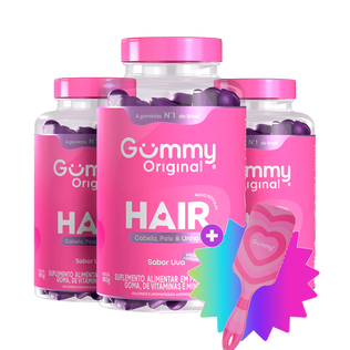 3 Gummy® Hair 180g + Escova ou Necessaire