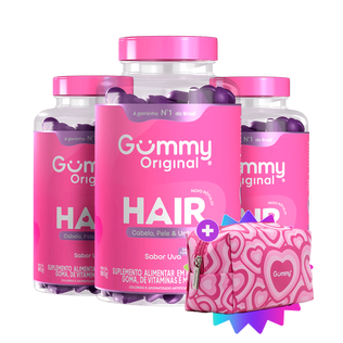 3 Gummy® Hair 180g + Escova ou Necessaire