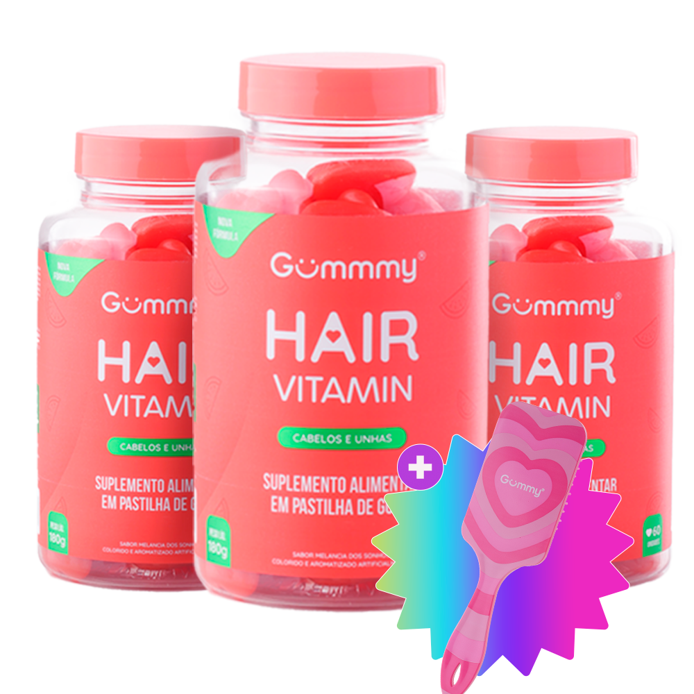 3 Gummy® Hair 180g + Escova ou Necessaire