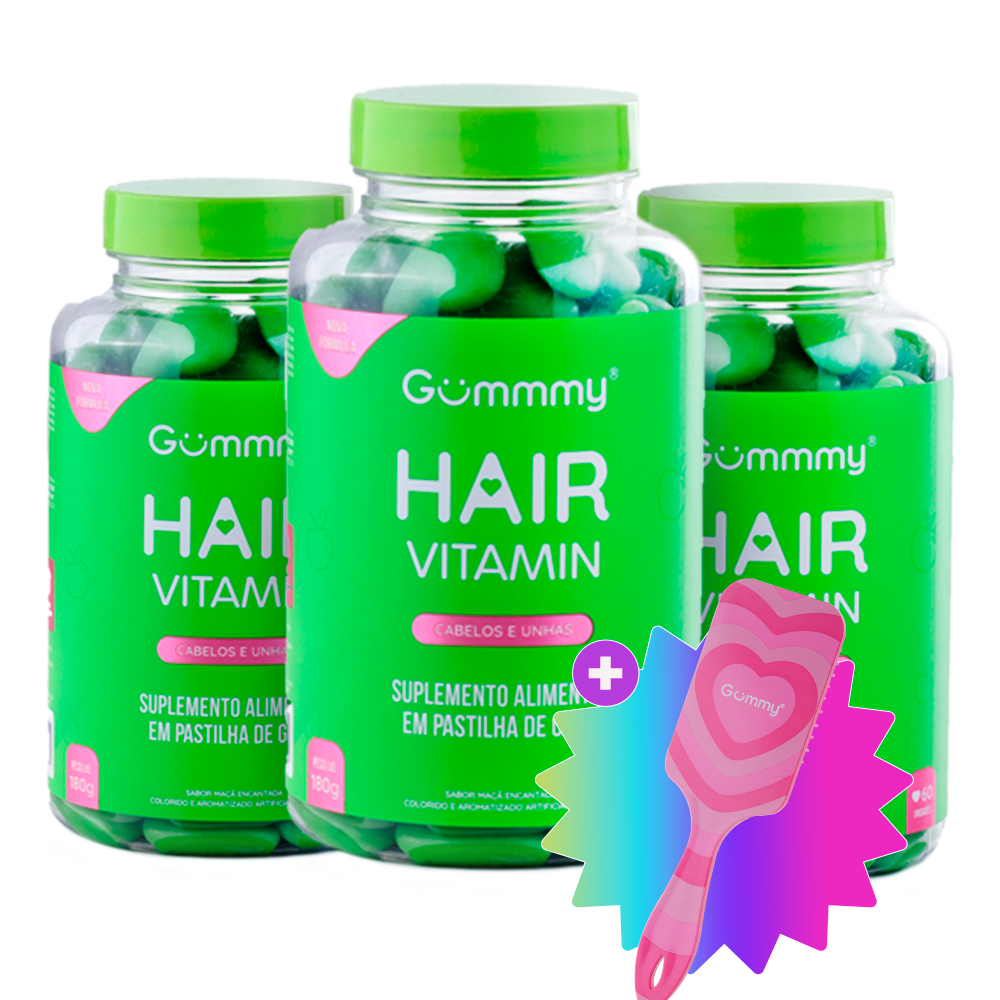 3 Gummy® Hair 180g + Escova ou Necessaire