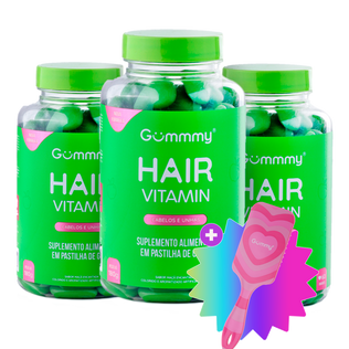 3 Gummy® Hair 180g + Escova ou Necessaire