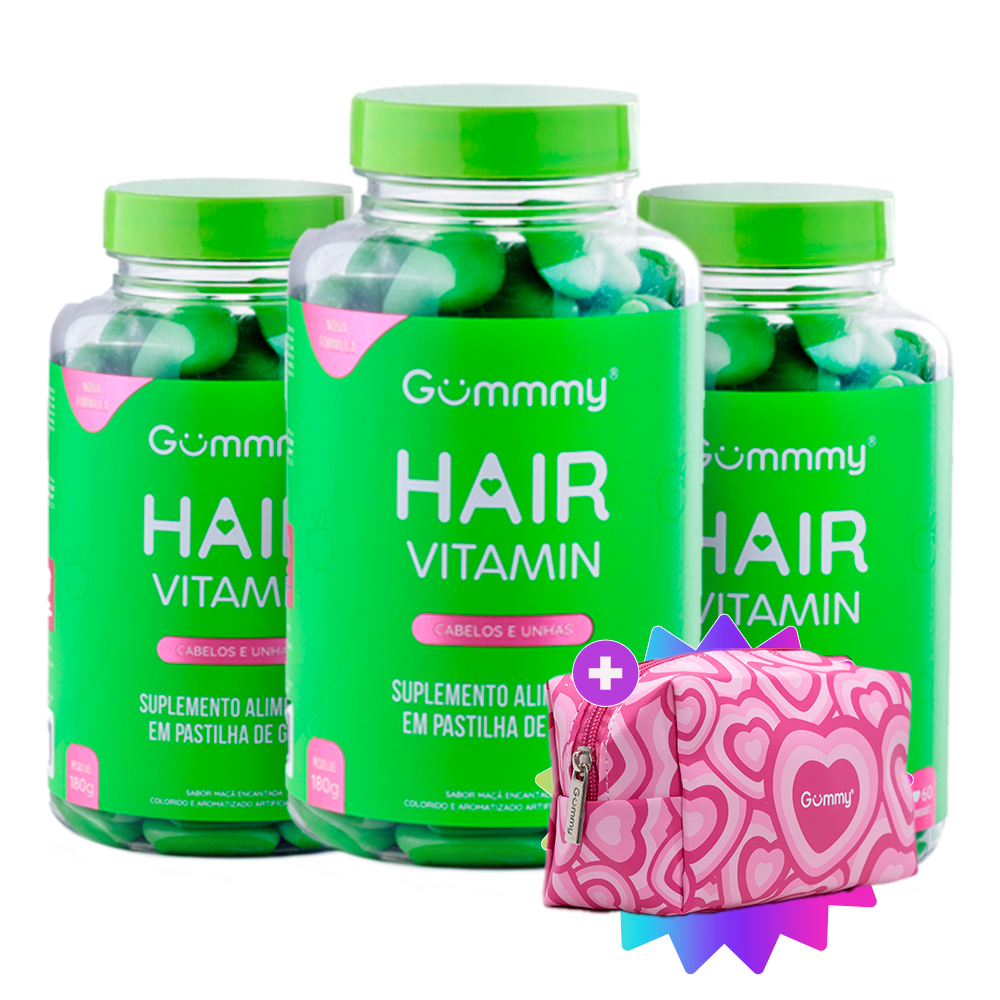 3 Gummy® Hair 180g + Escova ou Necessaire