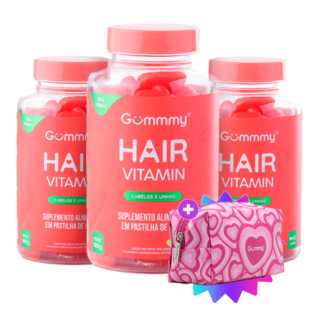 3 Gummy® Hair 180g + Escova ou Necessaire