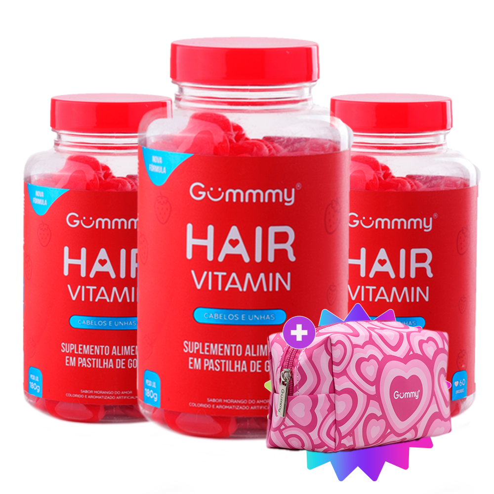 3 Gummy® Hair 180g + Escova ou Necessaire