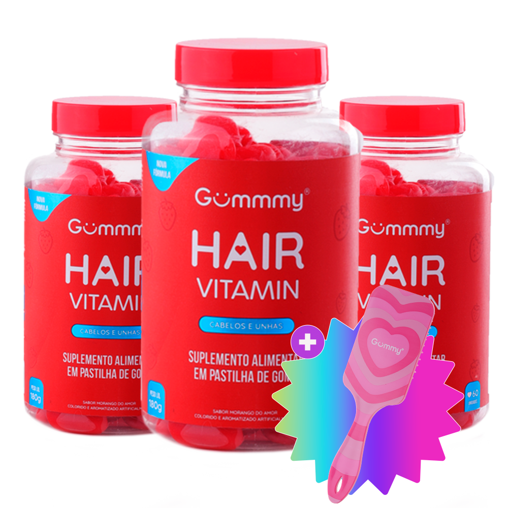 3 Gummy® Hair 180g + Escova ou Necessaire