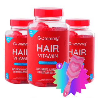 3 Gummy® Hair 180g + Escova ou Necessaire