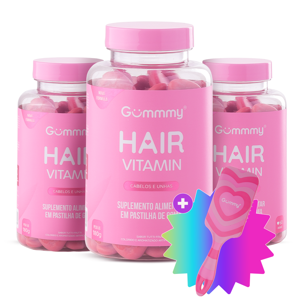 3 Gummy® Hair 180g + Escova ou Necessaire