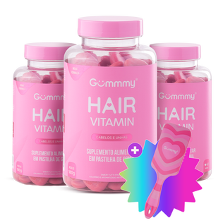 3 Gummy® Hair 180g + Escova ou Necessaire